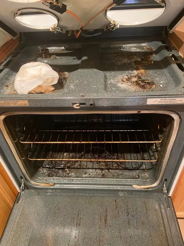Range & oven before cleaning